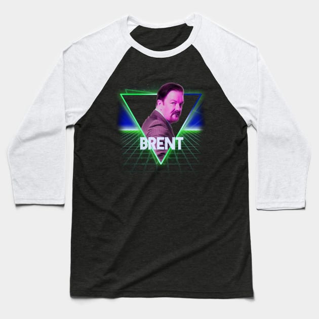 The Office David Brent Retro 80s Neon Landscape Baseball T-Shirt by Bevatron